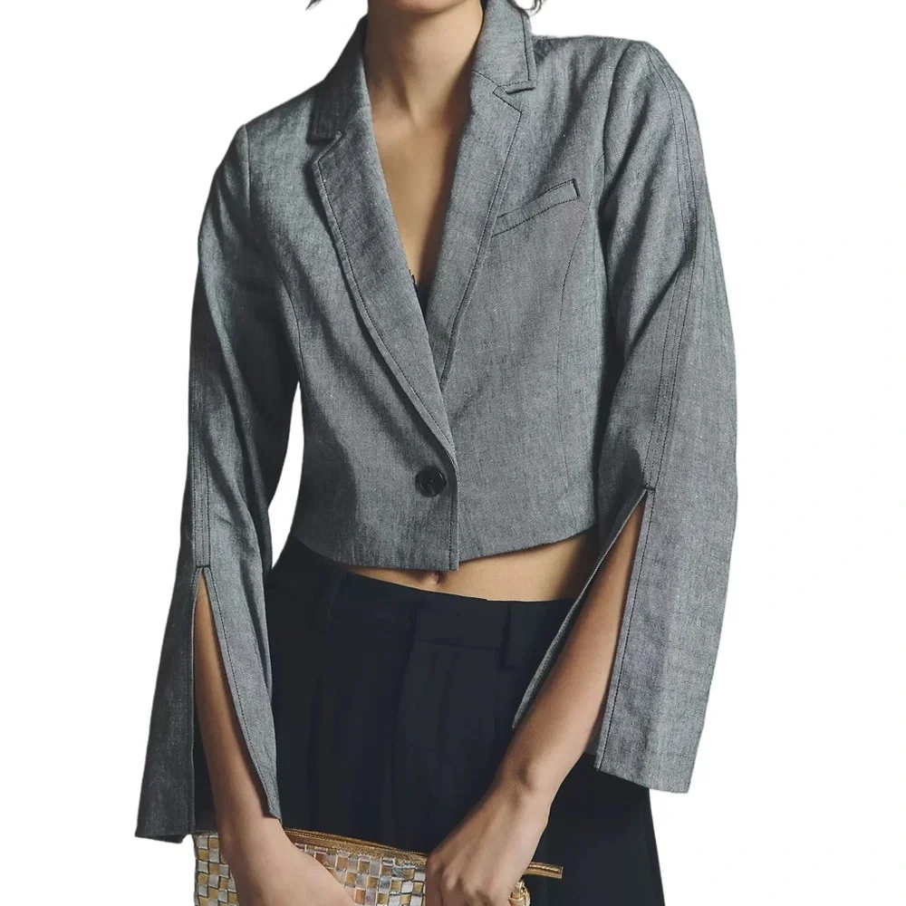 By Anthropologie Cropped Slit Jacket